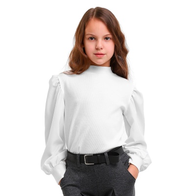 Блузка школьная для девочки Синяя Мода W284-G39 белая 1